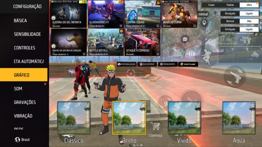 Garena Free Fire Mod Menu: Modos de jogo e ajustes gráficos
