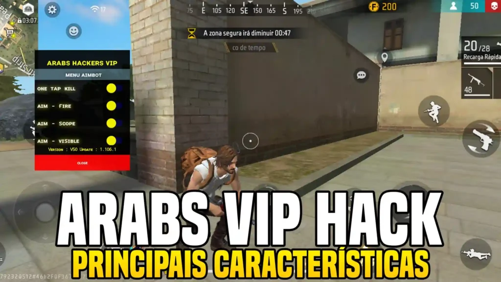 Mod Menu Arabs Vip para Free Fire disponível no MediaFire, destacando funcionalidades avançadas e hacks exclusivos