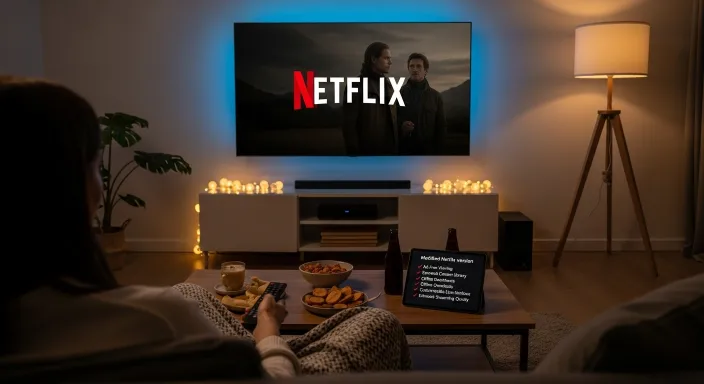 Ilustração que relaciona o funcionamento técnico da Netflix Pro APK Mod com um conceito biológico. A imagem mostra a logo da Netflix sobre um fundo que traz os termos científicos '生物细胞壁' (Parede Celular Biológica) e '纤维素膜' (Membrana de Celulose), simbolizando a ideia de uma 'proteção' ou 'estrutura' modificada que oferece vantagens ao usuário, como acesso a mais conteúdos e funcionalidades.”