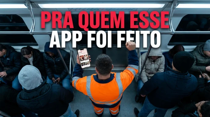 Gari brasileiro no metrô lotado assistindo DramaBox no celular, título "Pra quem esse app foi feito". DRAMABOX APK MOD em destaque.